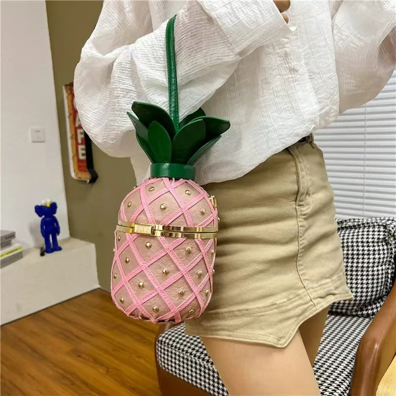 PD02 New stylish and versatile crossbody bag, woven ins pineapple bag, female internet celebrity shoulder bag, personalized and cute