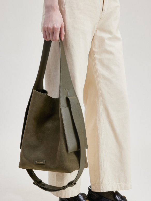 Songmont Cowhide Suede Hanging Tote Bag