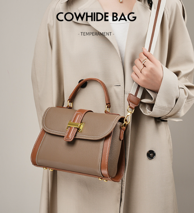 Fashion Versatile Handbag - Cowhide Leather