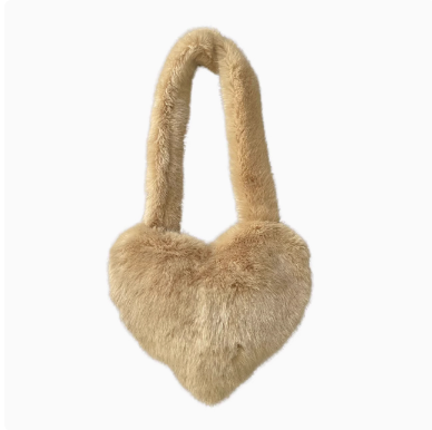 Sweet Pink Fur Heart Shaped Crossbody Purse