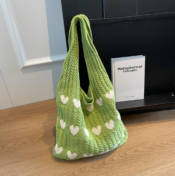 Riccci Knitted Shopping Tote Heart Bag