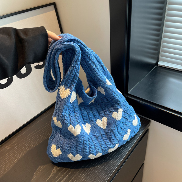 Riccci Knitted Shopping Tote Heart Bag