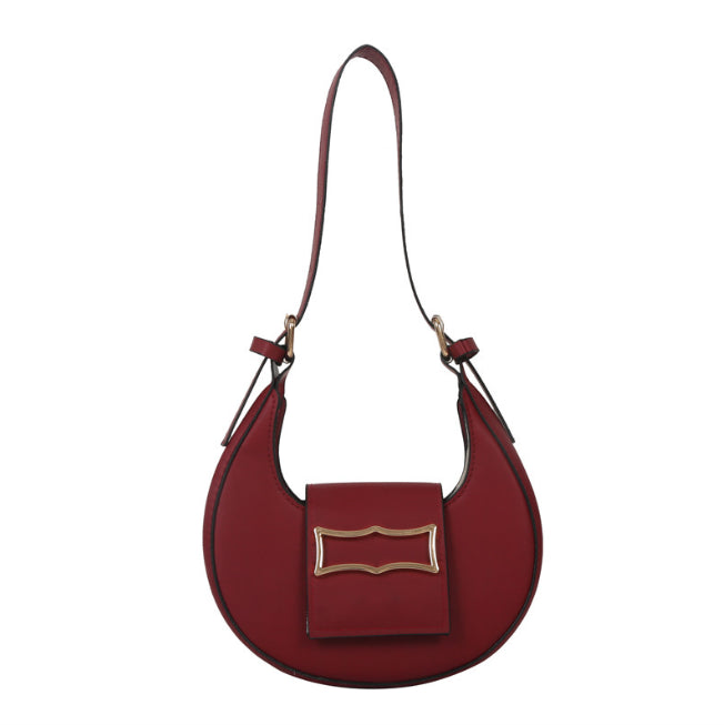 Faux Leather Buckled Shoulder Bag