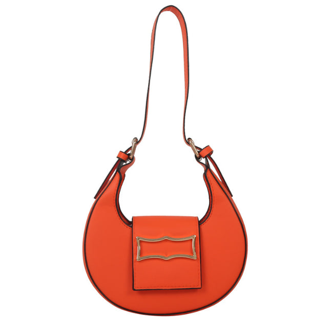 Faux Leather Buckled Shoulder Bag