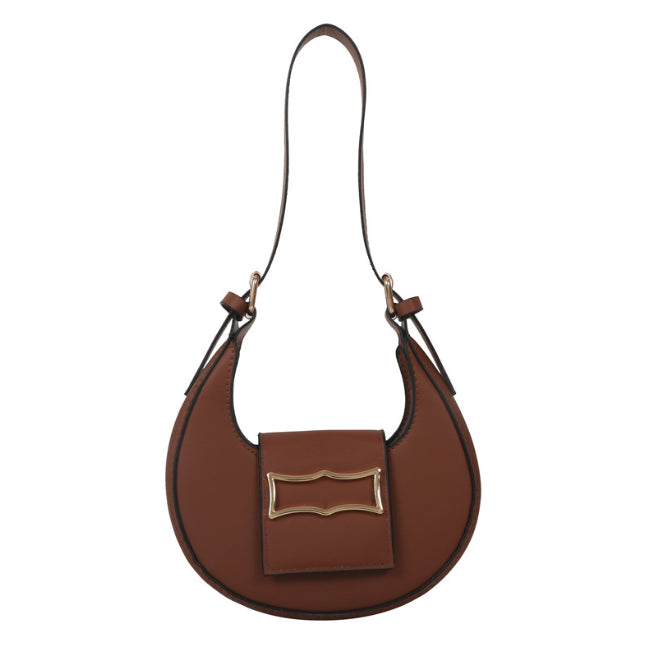 Faux Leather Buckled Shoulder Bag