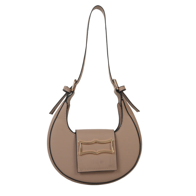 Faux Leather Buckled Shoulder Bag