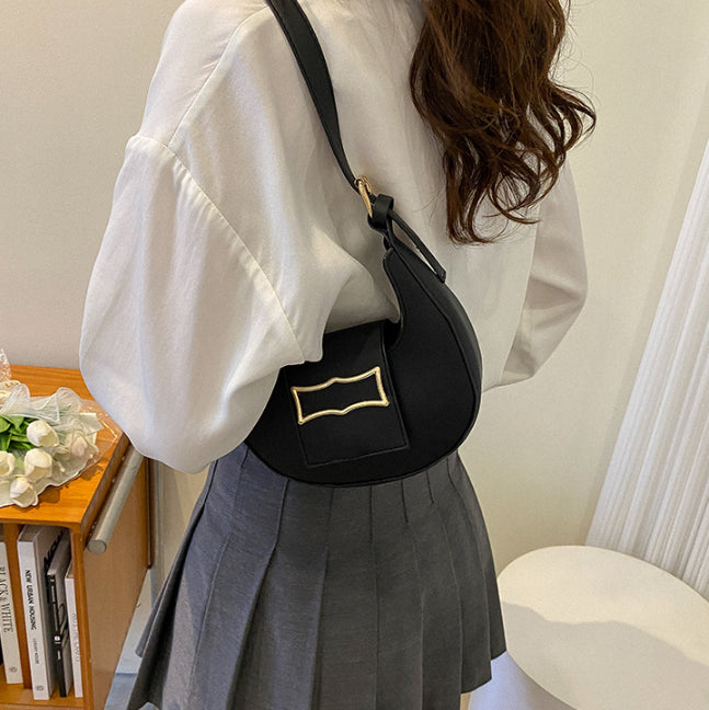 Faux Leather Buckled Shoulder Bag