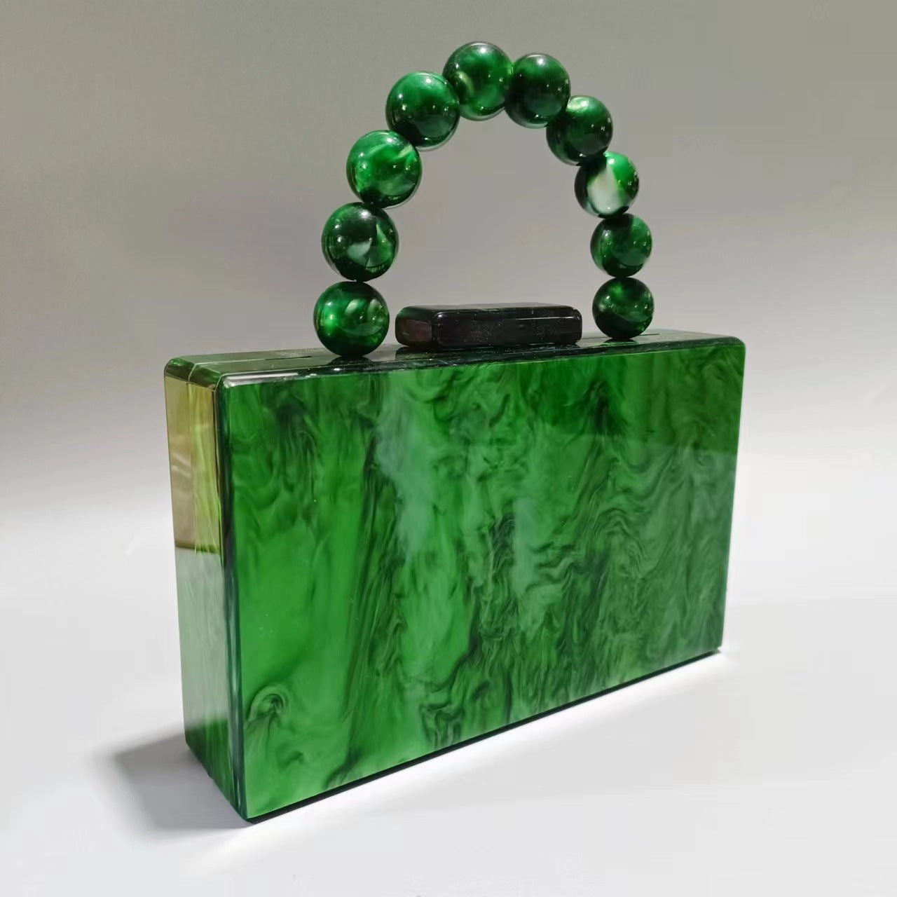 Lucky & Wealthy Jade Green Evening Clutch Bag with Marbling Beads Handel