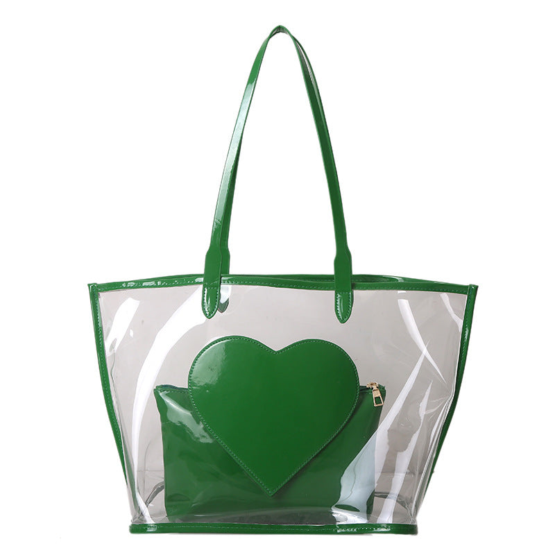 Transparent Tote Bag With Heart Pattern