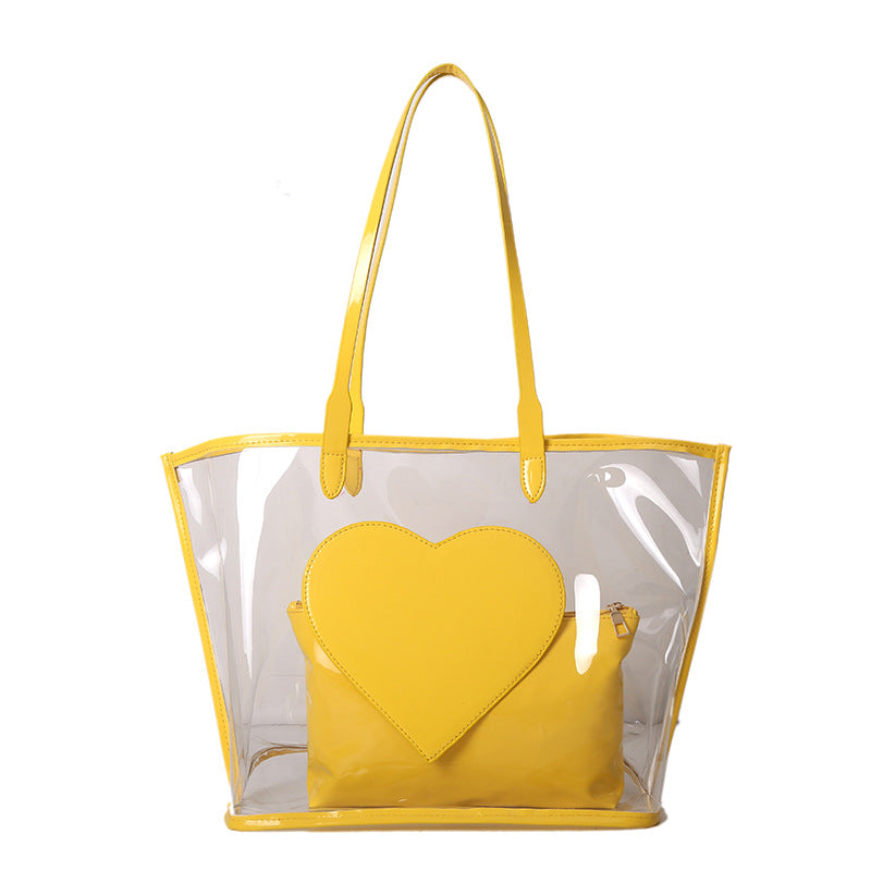 Transparent Tote Bag With Heart Pattern