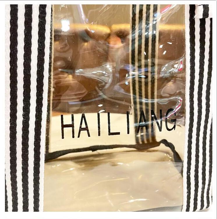 Striped Bow Handheld Transparent Tote Bag