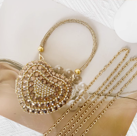 Evening Party Rhinestone Heart Shape Purse