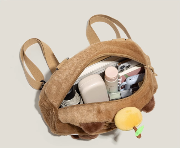 Creative Camping Animal Plush Backpack with Clear Window