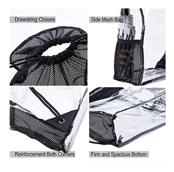 Fashionable PVC Transparent Waterproof Drawstring Backpack