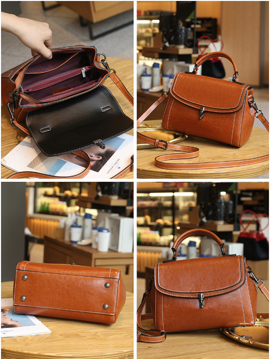 Premium Oil Wax Leather Shoulder Bag