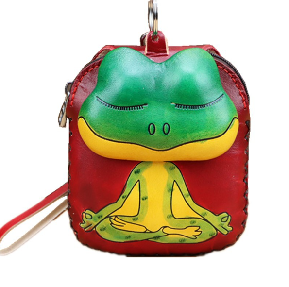 Cowhide Card Wallet Frog Coin Purse