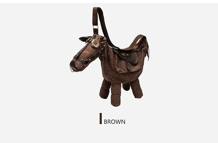 TB02 Women Retro Trend Creative Small Design Funny Horse Shoulder Crossbody Bag