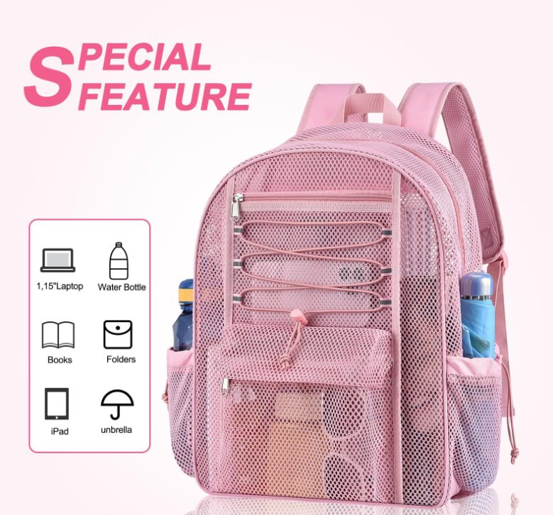 Mesh backpack, junior high school student ins, high-quality transparent backpack, men's outdoor backpack, Amazon explosion