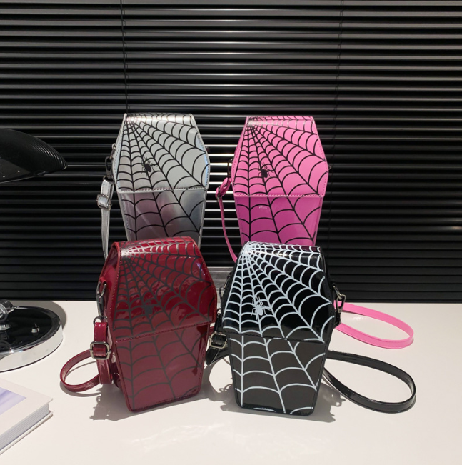 Halloween new spider web phone bag, European and American fashion cross-border shoulder crossbody bag, trendy and personalized party women's bag