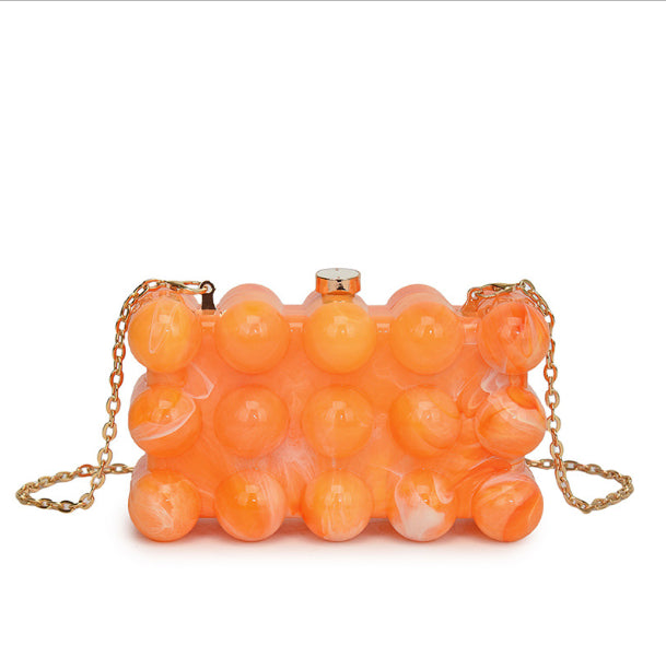 Riccci Women Acrylic Bubble Clutch Bag For Wedding Party, Luxury Box Evening Purses, Party Prm Handbag