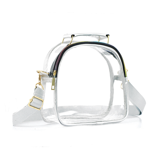 Small PVC Stadium Clear Crossbody Bag with Top Handle