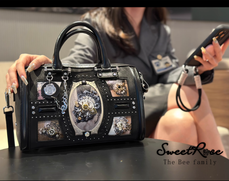 SweetRose Anthracene Original, niche design, high-end feel, handbag, shoulder bag, crossbody bag, women's bag, pillow bag