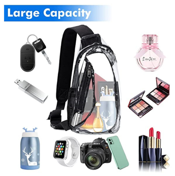 Amazon Transparent Chest Bag, Shoulder Bag, Inspection Free Travel and Fitness Bag