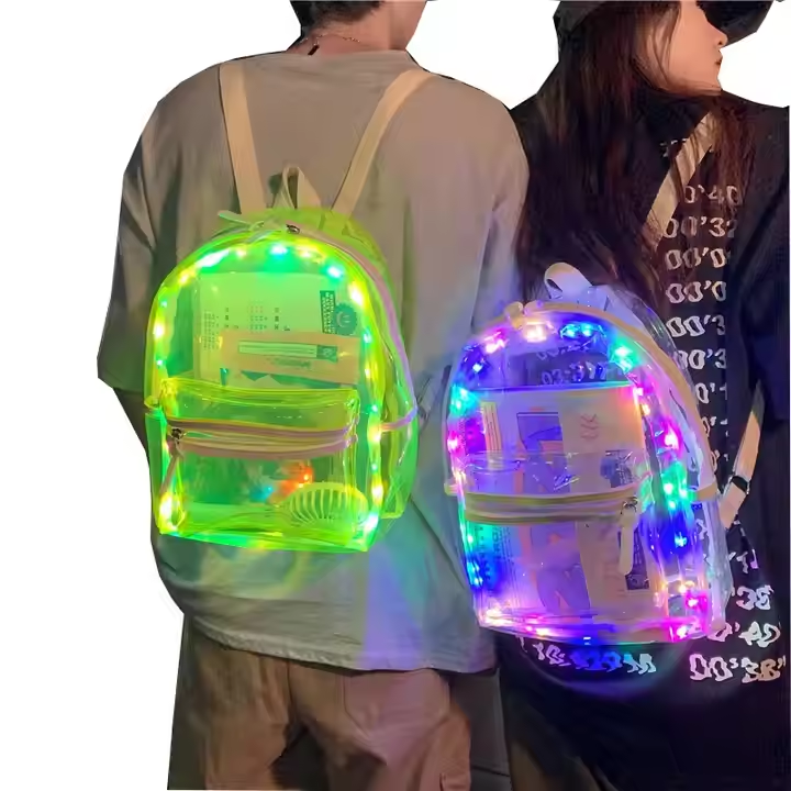 Cute Pink Girl Jelly transparent LED Backpack