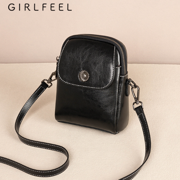 AL04 New trendy leather women's bag, cowhide fashion phone bag, retro shoulder bag, crossbody bag