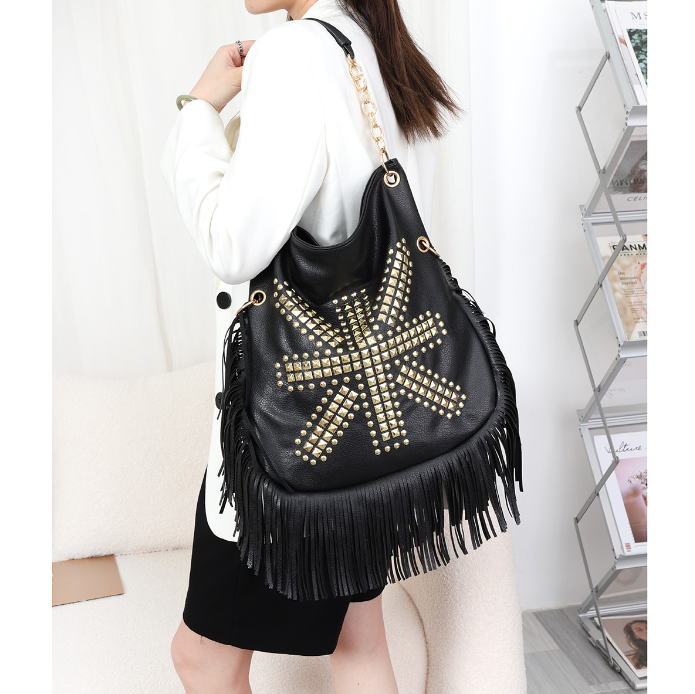 Soft Leather Crossbody Bag with Tassel