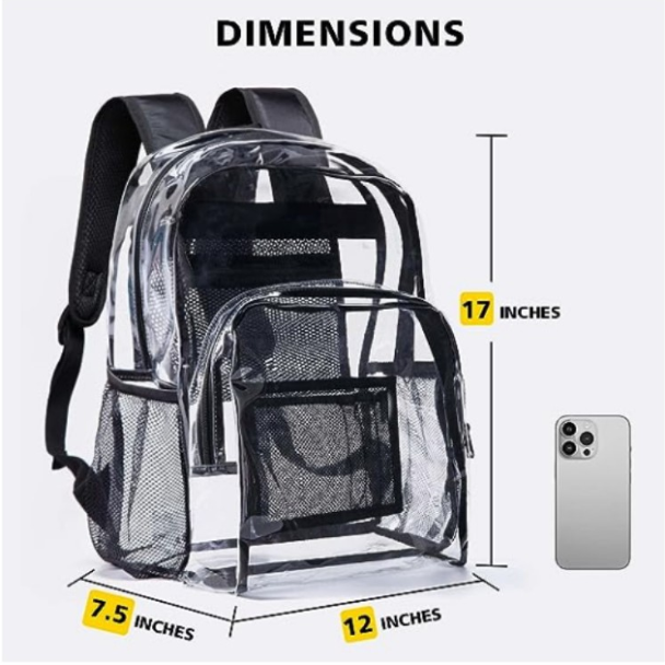 Transparent Backpack Heavy duty PVC Transparent Backpack Simple, Fashionable, Versatile Student Adult Backpack Casual Waterproof