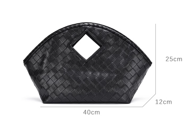 Soft Black Leisure Clutch Woven Tote Bag