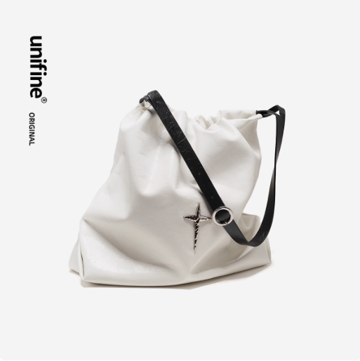 Unifine's new garbage bag bag, genuine leather shoulder crossbody tote bag, women's large capacity commuting hobo bag