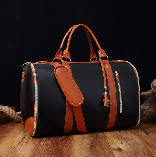 Spot Amazon Travel Convenient Portable Clothing Bag Large PU Leather Luggage Bag Women's Fashion