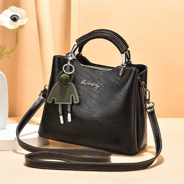 Ladies Bag Quality Leather Handbag- Black