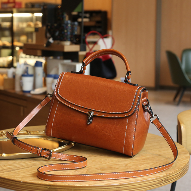 Premium Oil Wax Leather Shoulder Bag