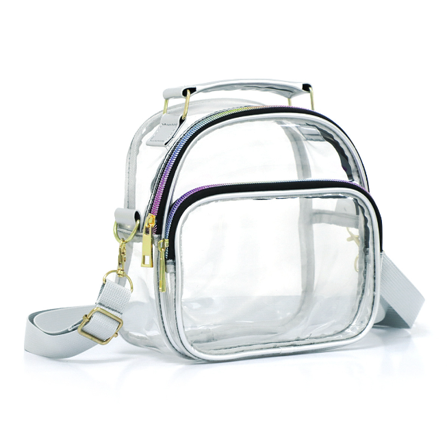 Small PVC Stadium Clear Crossbody Bag with Top Handle