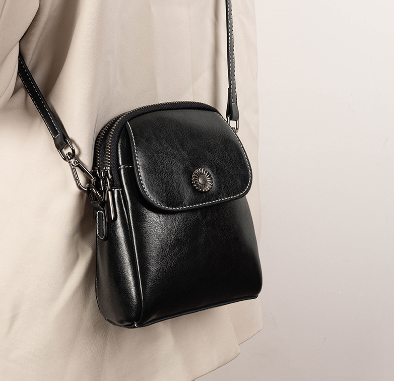 AL04 New trendy leather women's bag, cowhide fashion phone bag, retro shoulder bag, crossbody bag