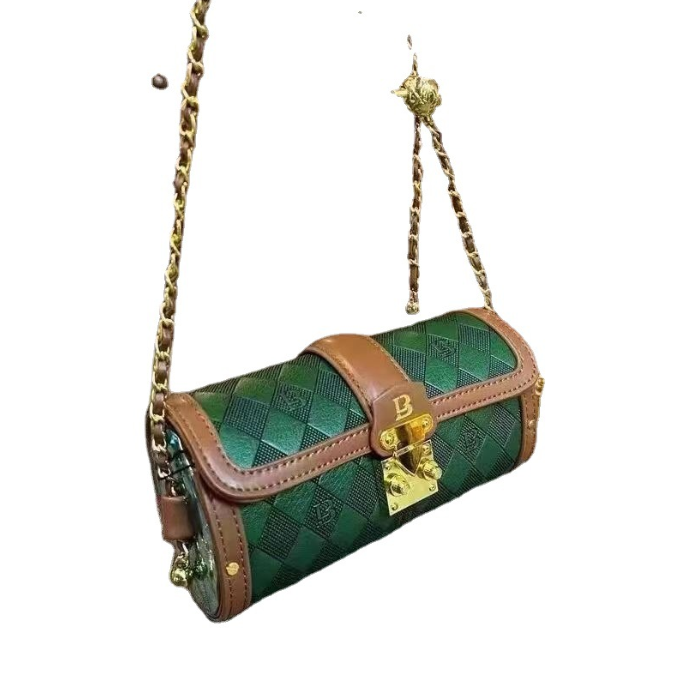 Long Chain Genuine Leather Pillow Bag