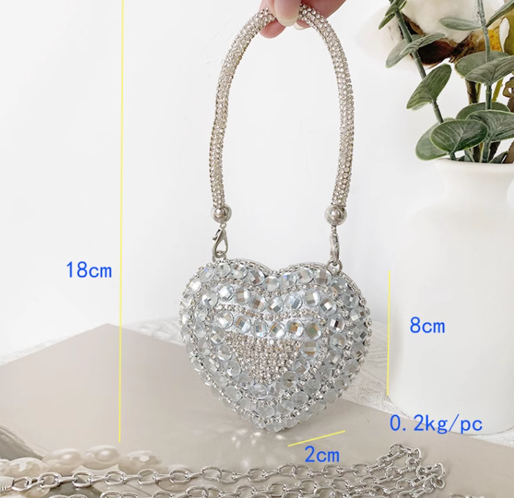 Evening Party Rhinestone Heart Shape Purse